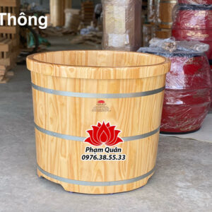 Bồn tắm gỗ thông đk miệng 85 cao 70 đáy rộng 70